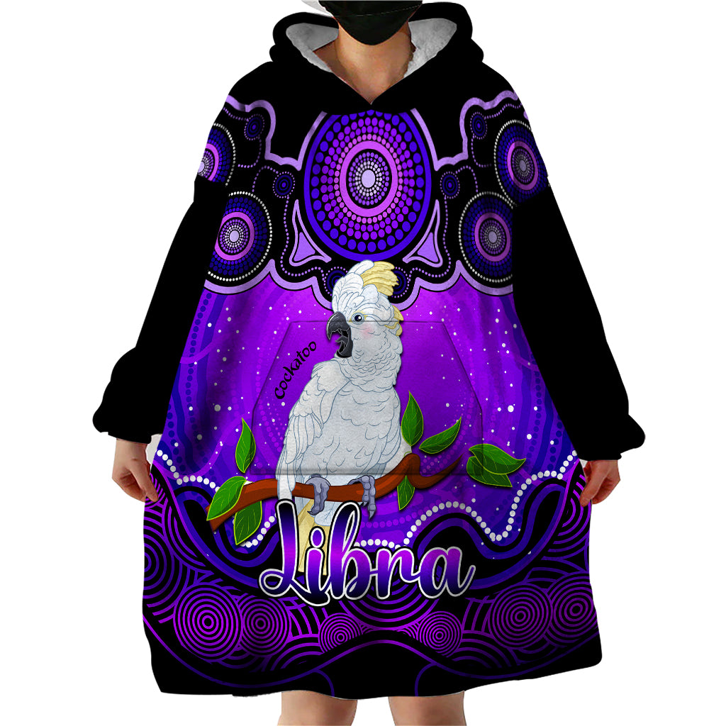 personalised-australia-libra-cockatoo-zodiac-wearable-blanket-hoodie-auz-astrology-aboriginal-purple