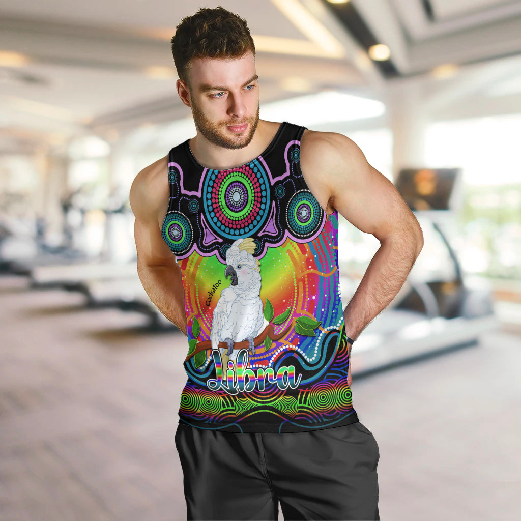 personalised-australia-libra-cockatoo-zodiac-men-tank-top-auz-astrology-aboriginal-rainbow