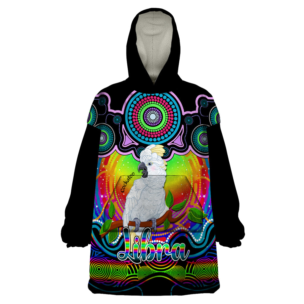 personalised-australia-libra-cockatoo-zodiac-wearable-blanket-hoodie-auz-astrology-aboriginal-rainbow