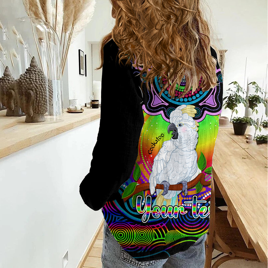 Personalised Australia Libra Cockatoo Zodiac Women Casual Shirt Auz Astrology Aboriginal - Rainbow LT9