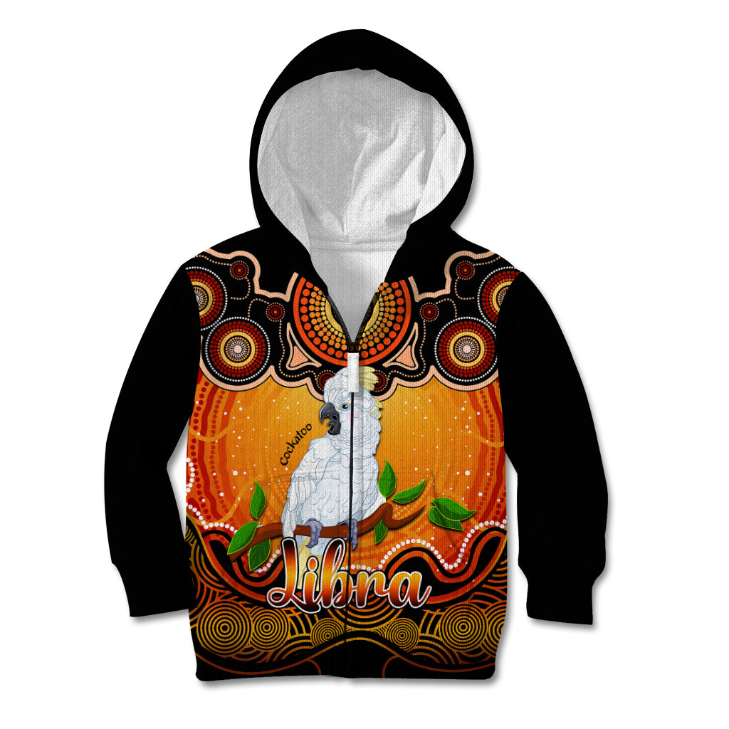 personalised-australia-libra-cockatoo-zodiac-kid-hoodie-auz-astrology-aboriginal-red