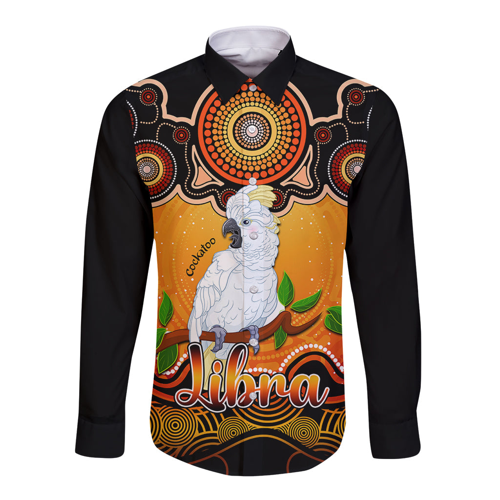 personalised-australia-libra-cockatoo-zodiac-long-sleeve-button-shirt-auz-astrology-aboriginal-red