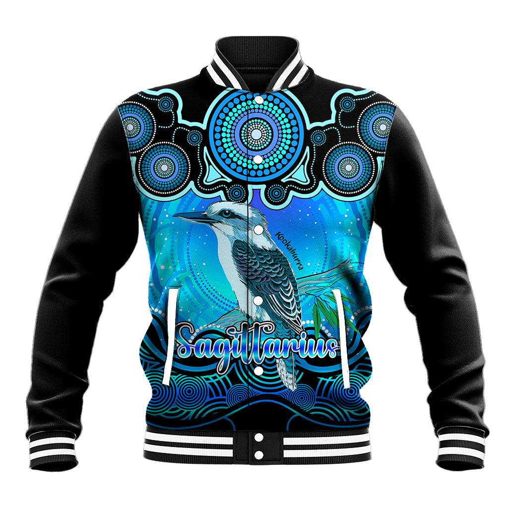 personalised-australia-sagittarius-kookaburra-zodiac-baseball-jacket-auz-astrology-aboriginal-aqua