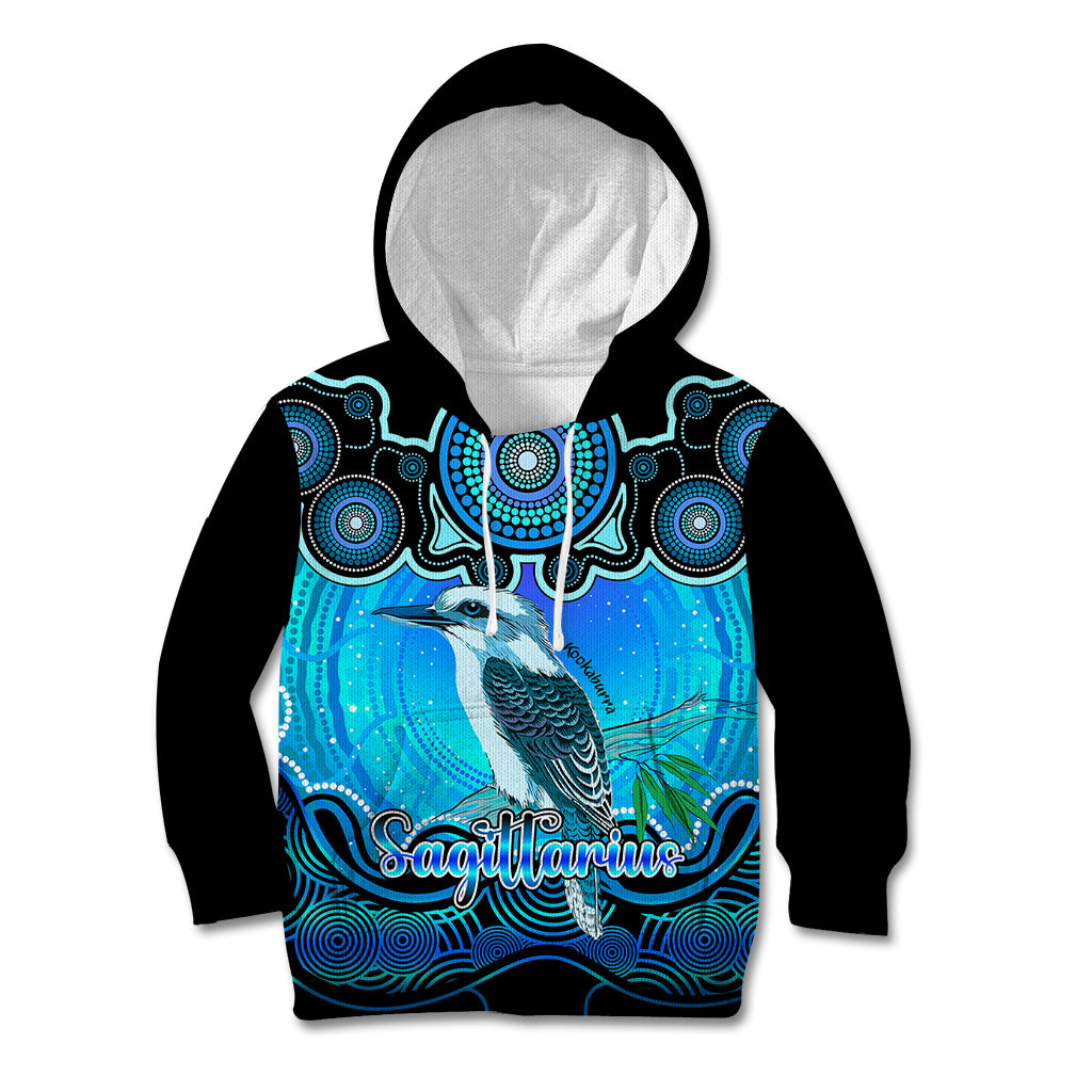 personalised-australia-sagittarius-kookaburra-zodiac-kid-hoodie-auz-astrology-aboriginal-aqua