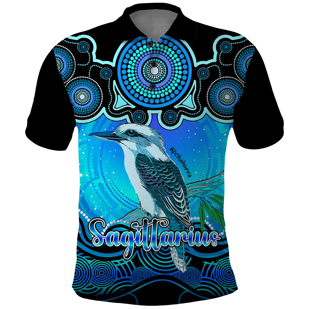 personalised-australia-sagittarius-kookaburra-zodiac-polo-shirt-auz-astrology-aboriginal-aqua