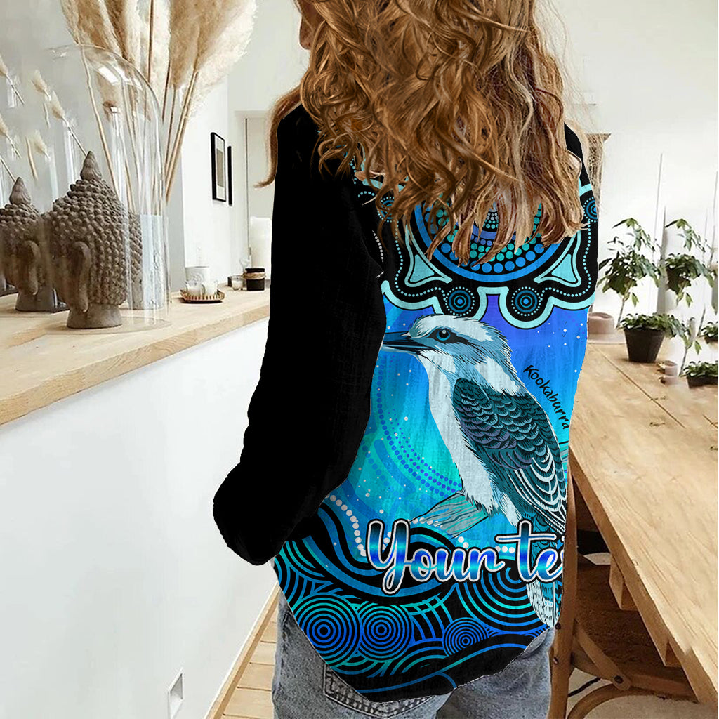 Personalised Australia Sagittarius Kookaburra Zodiac Women Casual Shirt Auz Astrology Aboriginal - Aqua LT9