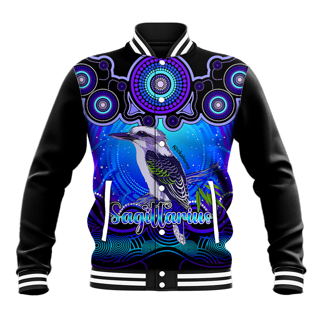 personalised-australia-sagittarius-kookaburra-zodiac-baseball-jacket-auz-astrology-aboriginal-blue