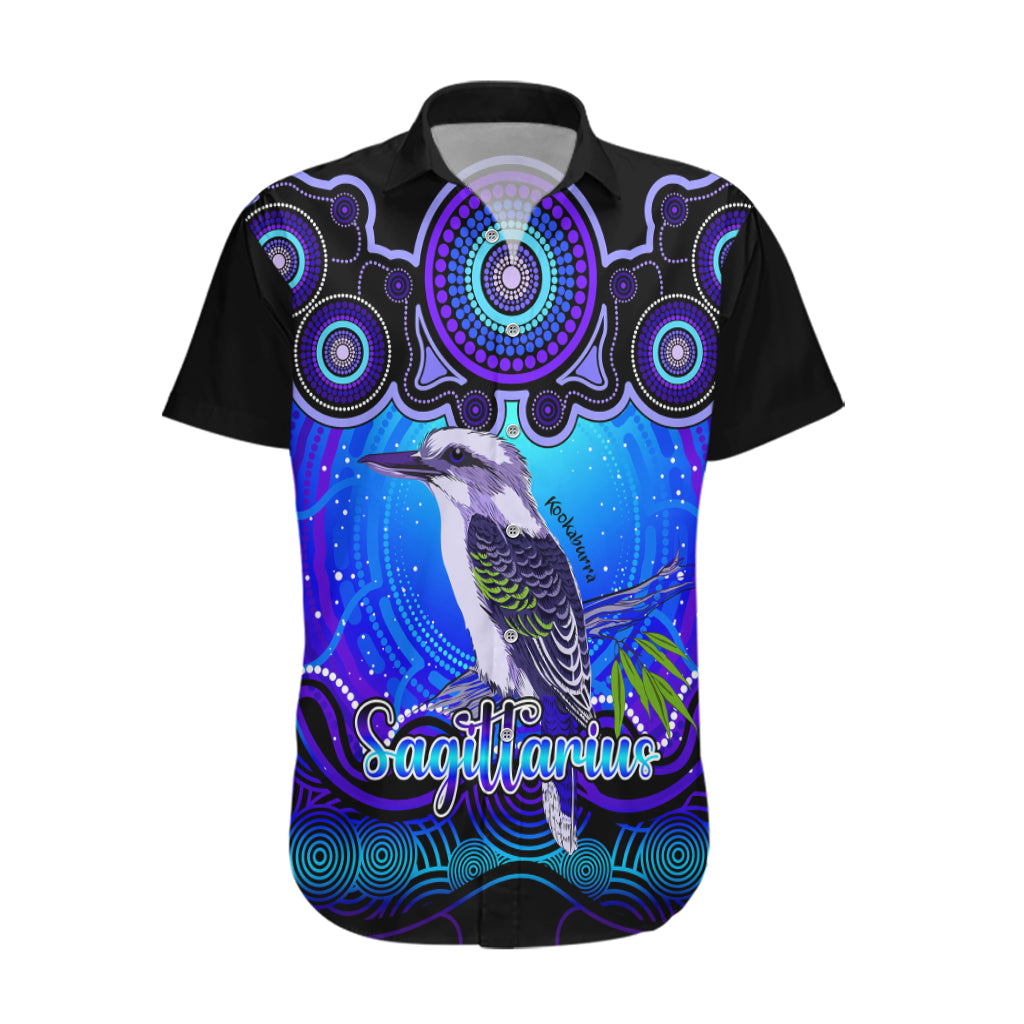 personalised-australia-sagittarius-kookaburra-zodiac-hawaiian-shirt-auz-astrology-aboriginal-blue