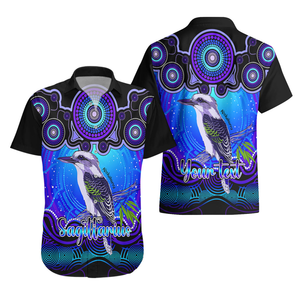 personalised-australia-sagittarius-kookaburra-zodiac-hawaiian-shirt-auz-astrology-aboriginal-blue