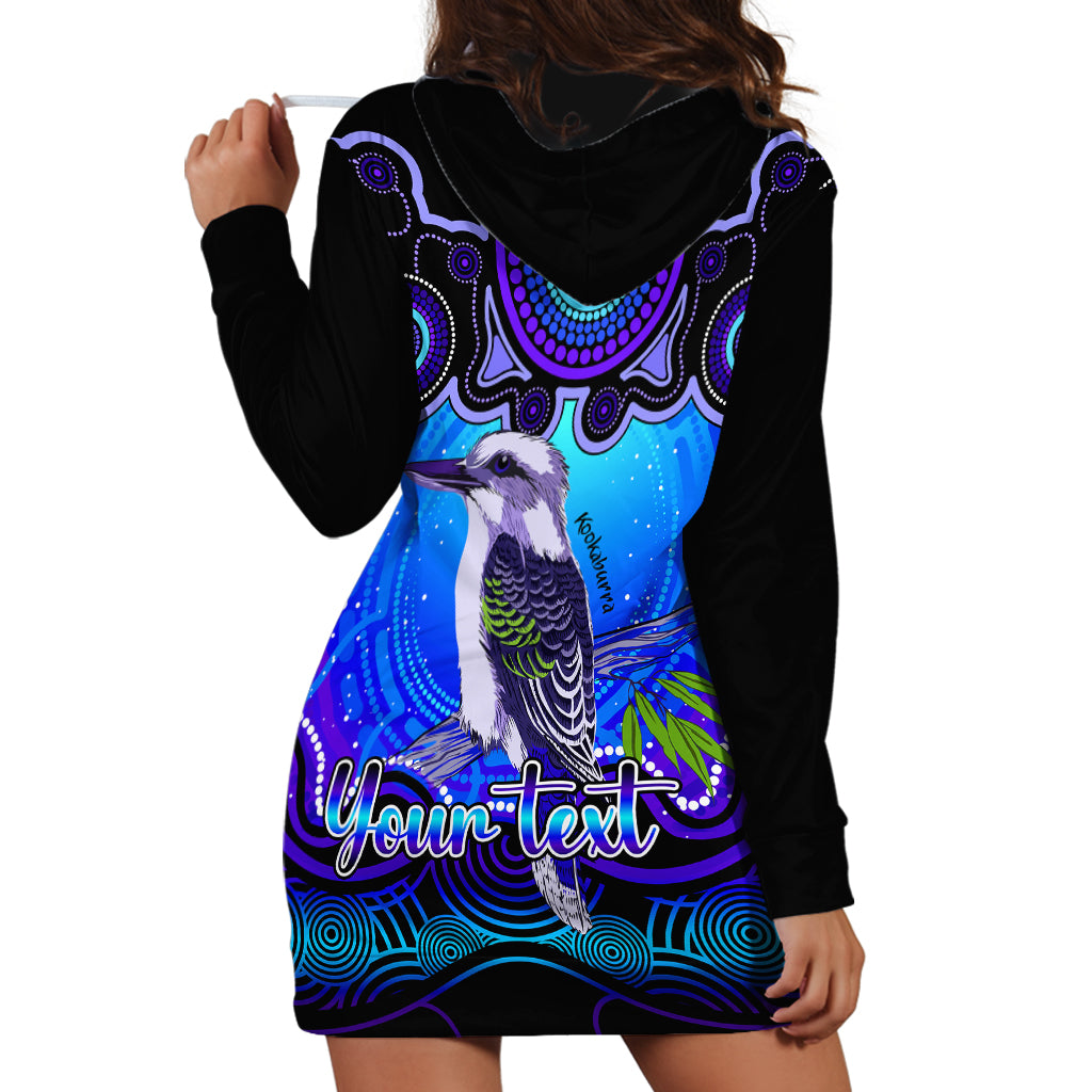 personalised-australia-sagittarius-kookaburra-zodiac-hoodie-dress-auz-astrology-aboriginal-blue