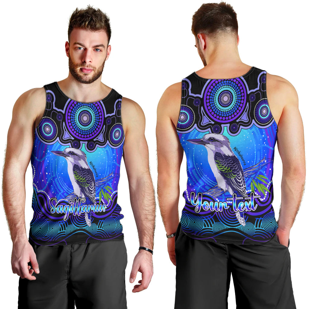 personalised-australia-sagittarius-kookaburra-zodiac-men-tank-top-auz-astrology-aboriginal-blue