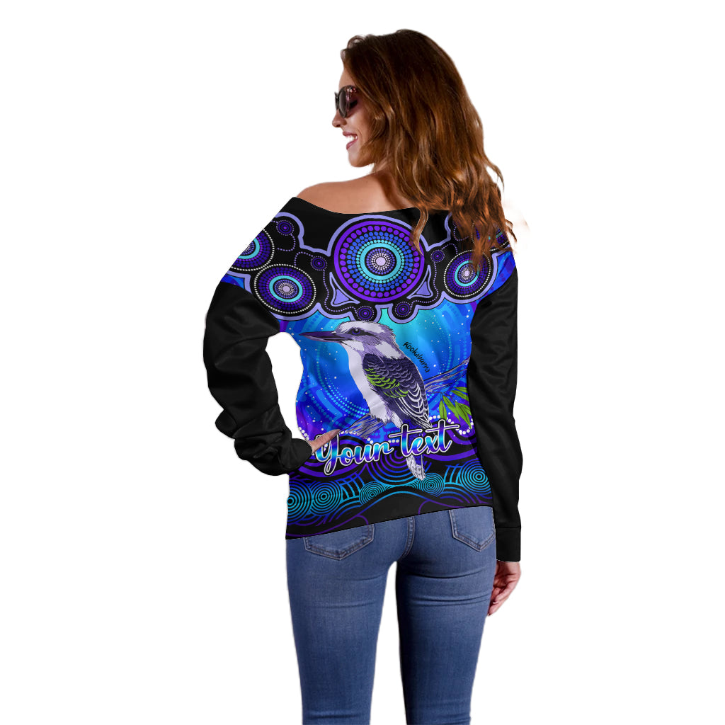 personalised-australia-sagittarius-kookaburra-zodiac-off-shoulder-sweater-auz-astrology-aboriginal-blue