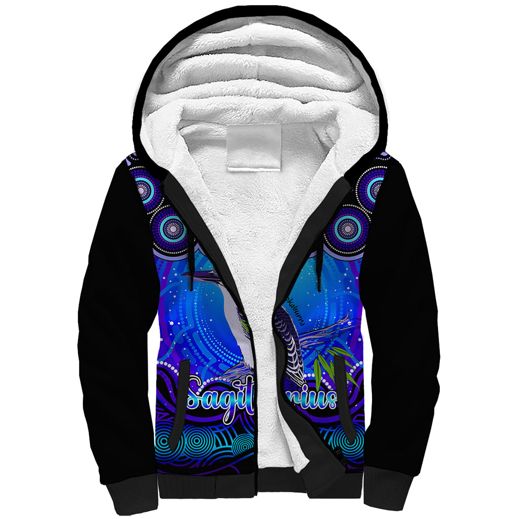 personalised-australia-sagittarius-kookaburra-zodiac-sherpa-hoodie-auz-astrology-aboriginal-blue