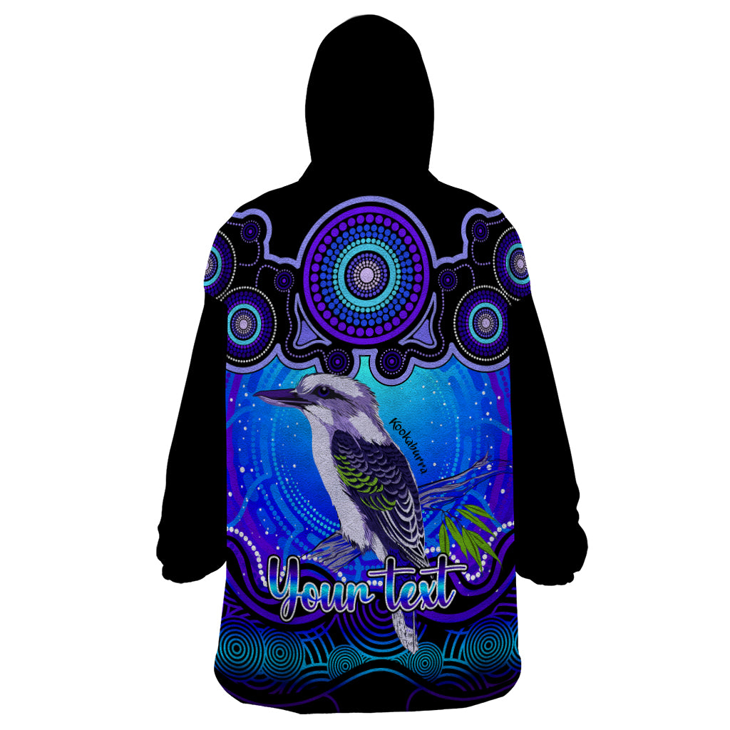 personalised-australia-sagittarius-kookaburra-zodiac-wearable-blanket-hoodie-auz-astrology-aboriginal-blue