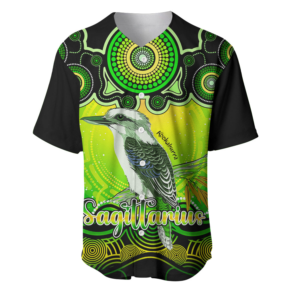 personalised-australia-sagittarius-kookaburra-zodiac-baseball-jersey-auz-astrology-aboriginal-green