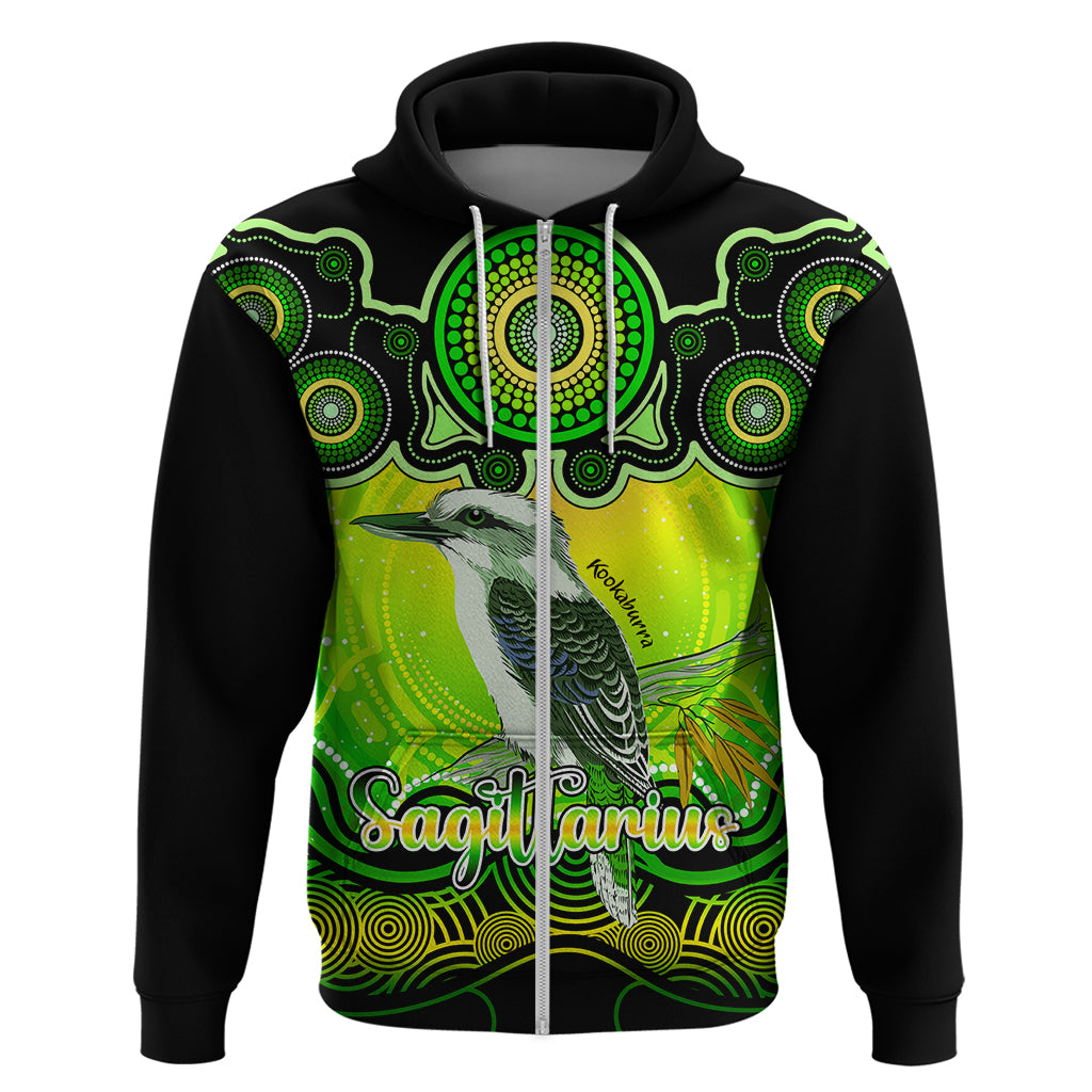 personalised-australia-sagittarius-kookaburra-zodiac-hoodie-auz-astrology-aboriginal-green