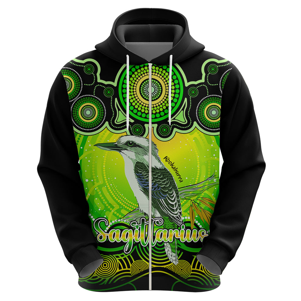 personalised-australia-sagittarius-kookaburra-zodiac-hoodie-auz-astrology-aboriginal-green