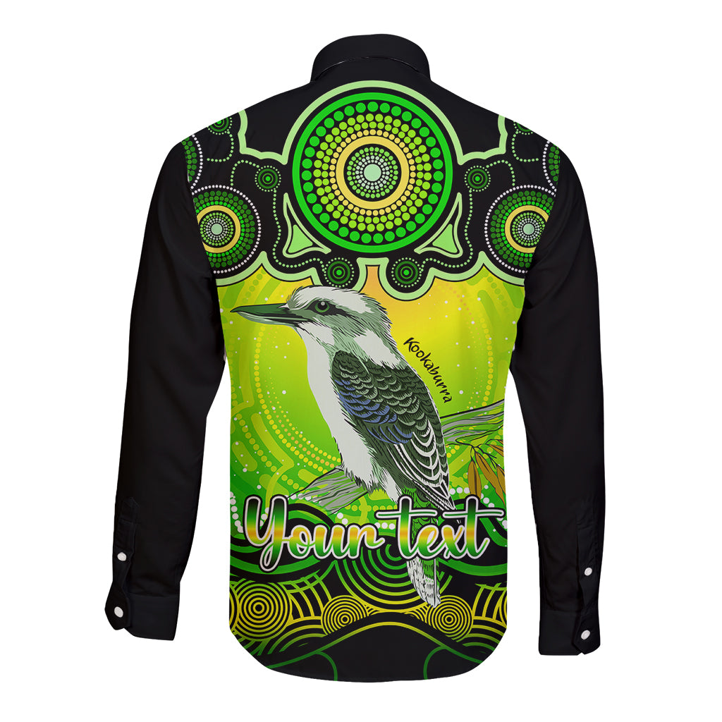 personalised-australia-sagittarius-kookaburra-zodiac-long-sleeve-button-shirt-auz-astrology-aboriginal-green