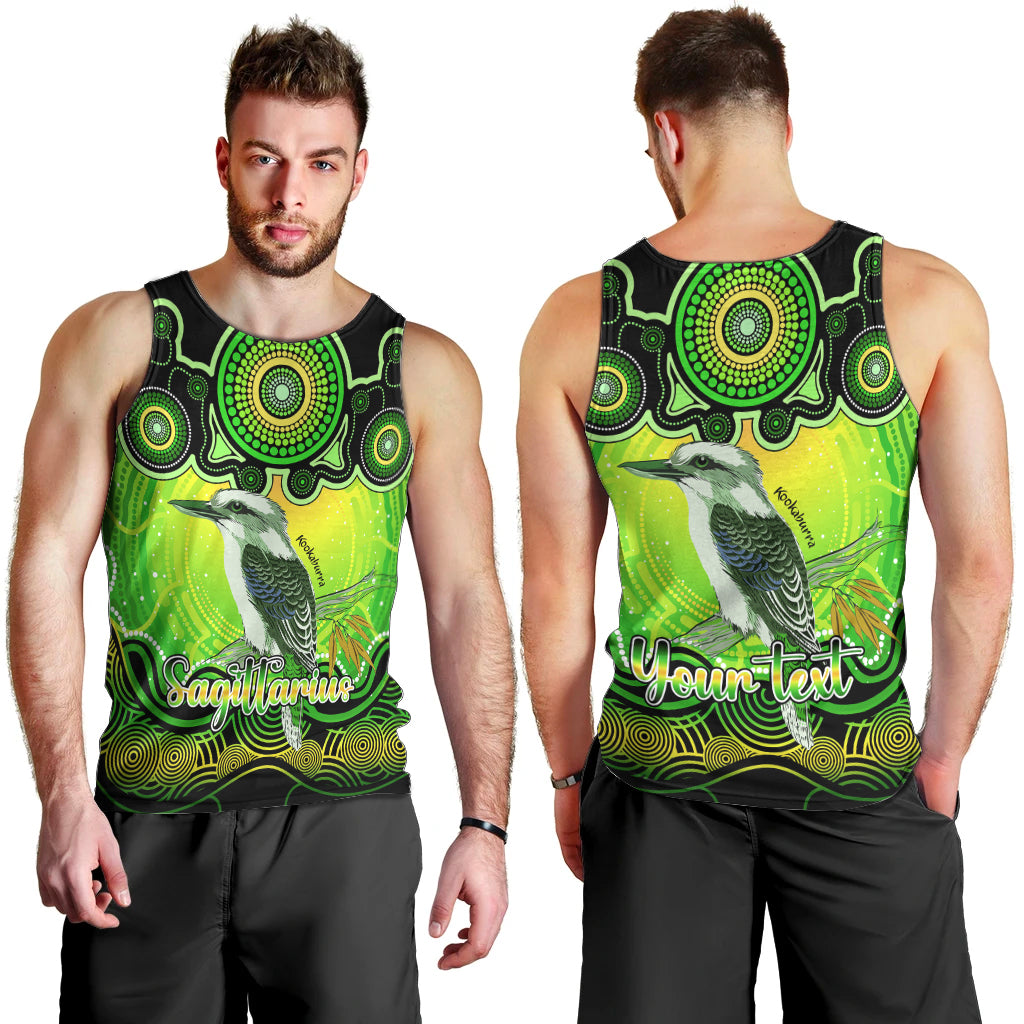 personalised-australia-sagittarius-kookaburra-zodiac-men-tank-top-auz-astrology-aboriginal-green