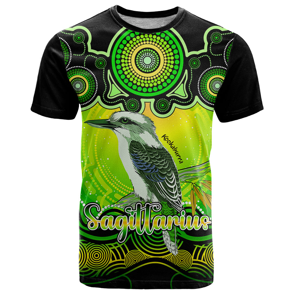 personalised-australia-sagittarius-kookaburra-zodiac-t-shirt-auz-astrology-aboriginal-green