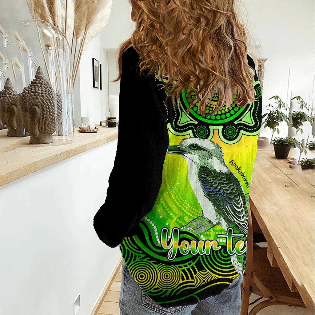 Personalised Australia Sagittarius Kookaburra Zodiac Women Casual Shirt Auz Astrology Aboriginal - Green LT9