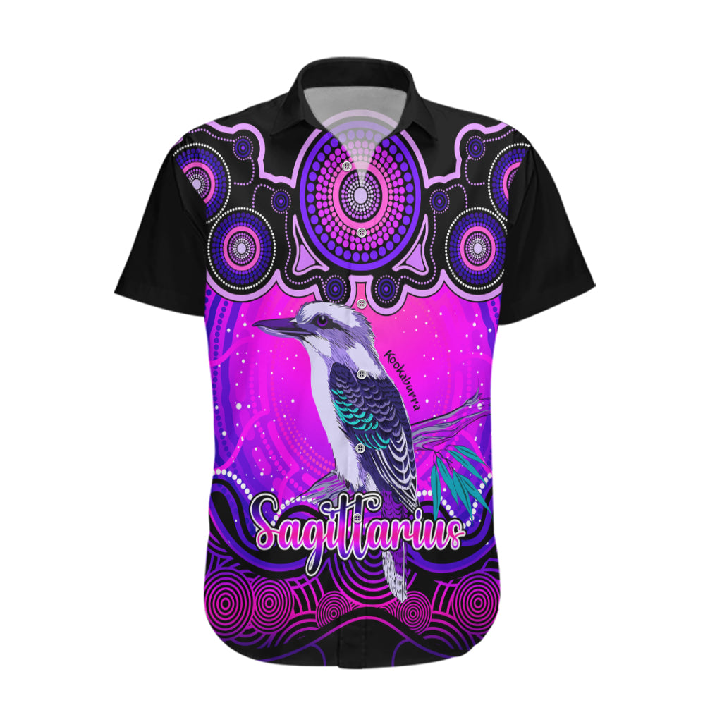 personalised-australia-sagittarius-kookaburra-zodiac-hawaiian-shirt-auz-astrology-aboriginal-magenta