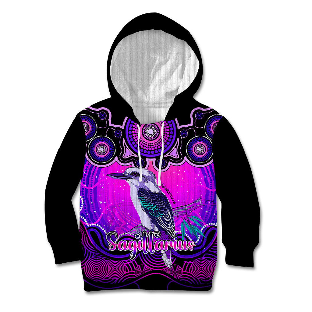 personalised-australia-sagittarius-kookaburra-zodiac-kid-hoodie-auz-astrology-aboriginal-magenta