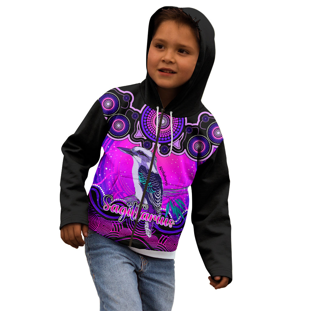 personalised-australia-sagittarius-kookaburra-zodiac-kid-hoodie-auz-astrology-aboriginal-magenta