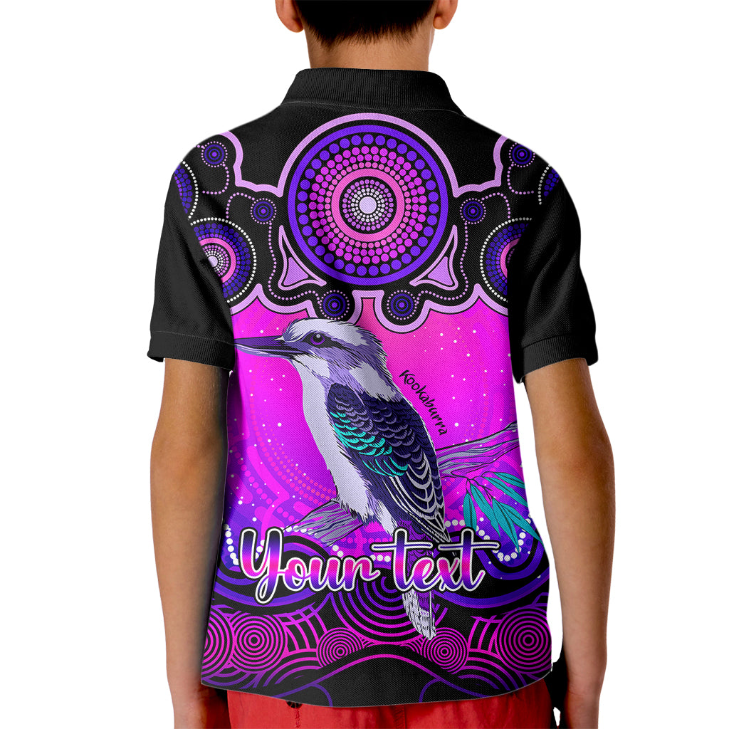 personalised-australia-sagittarius-kookaburra-zodiac-kid-polo-shirt-auz-astrology-aboriginal-magenta