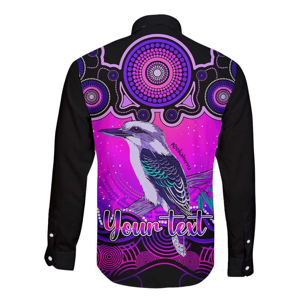 personalised-australia-sagittarius-kookaburra-zodiac-long-sleeve-button-shirt-auz-astrology-aboriginal-magenta