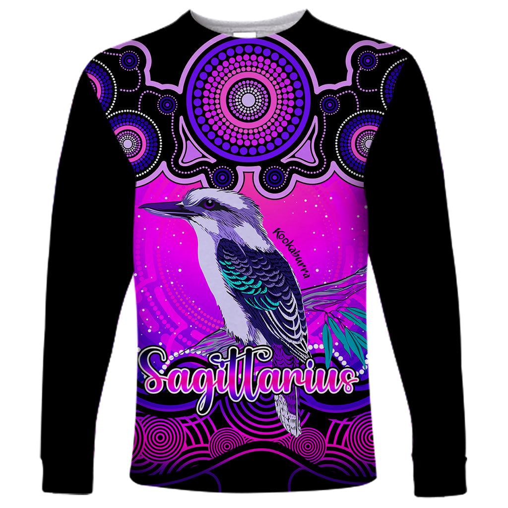 personalised-australia-sagittarius-kookaburra-zodiac-long-sleeve-shirt-auz-astrology-aboriginal-magenta