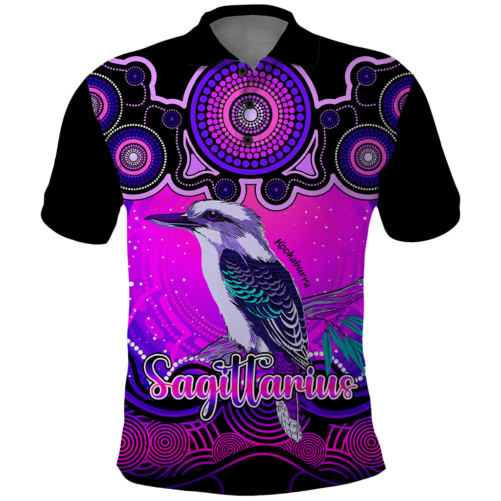 personalised-australia-sagittarius-kookaburra-zodiac-polo-shirt-auz-astrology-aboriginal-magenta