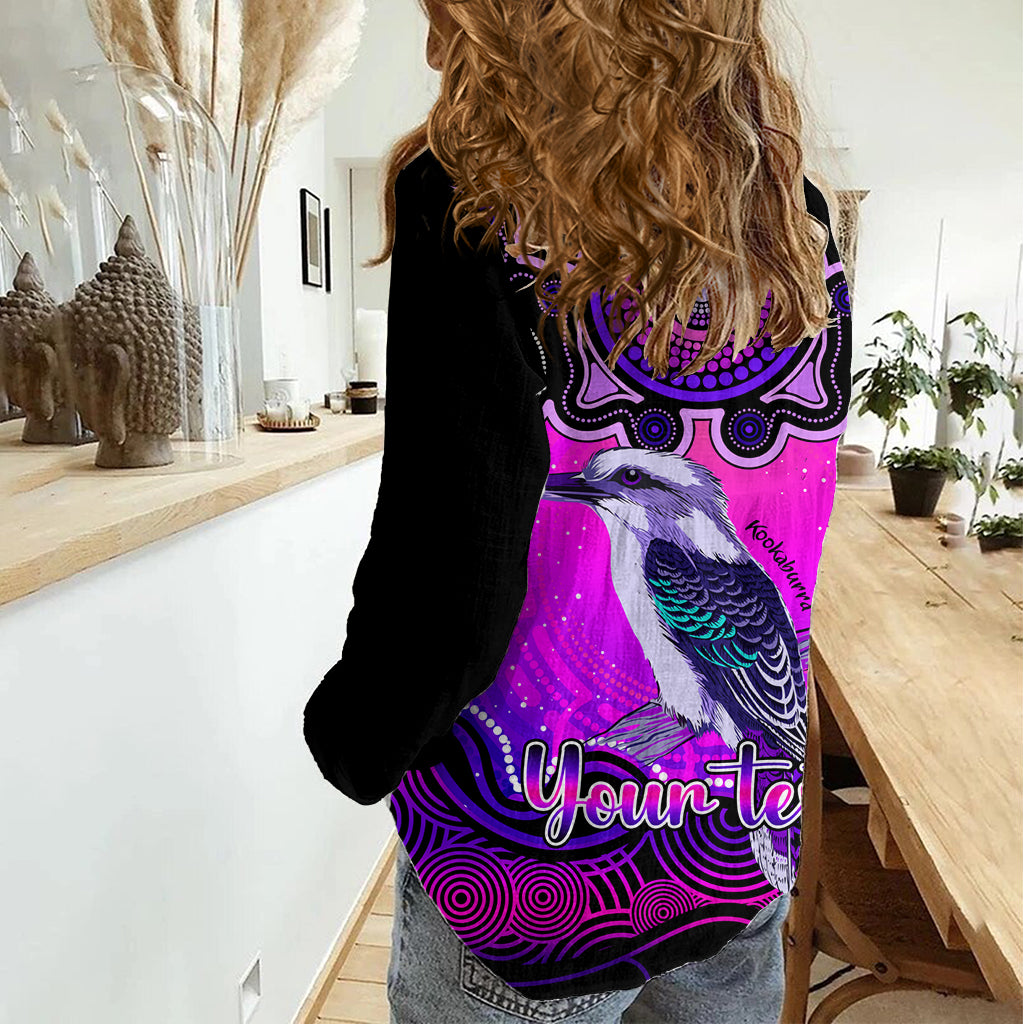 Personalised Australia Sagittarius Kookaburra Zodiac Women Casual Shirt Auz Astrology Aboriginal - Magenta LT9