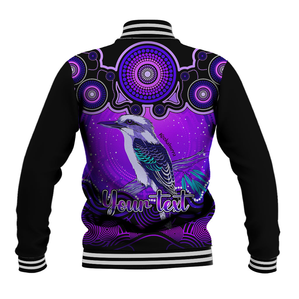 personalised-australia-sagittarius-kookaburra-zodiac-baseball-jacket-auz-astrology-aboriginal-purple