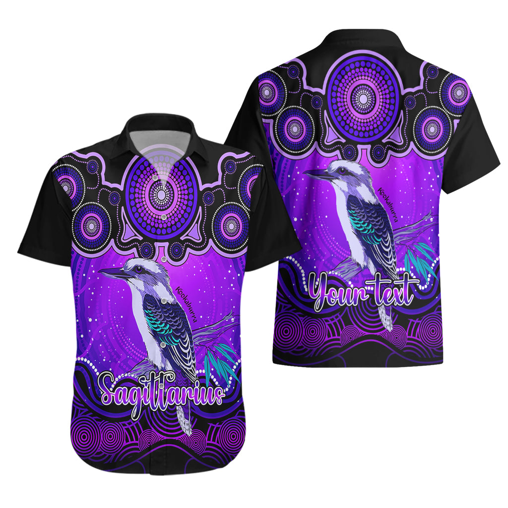 personalised-australia-sagittarius-kookaburra-zodiac-hawaiian-shirt-auz-astrology-aboriginal-purple