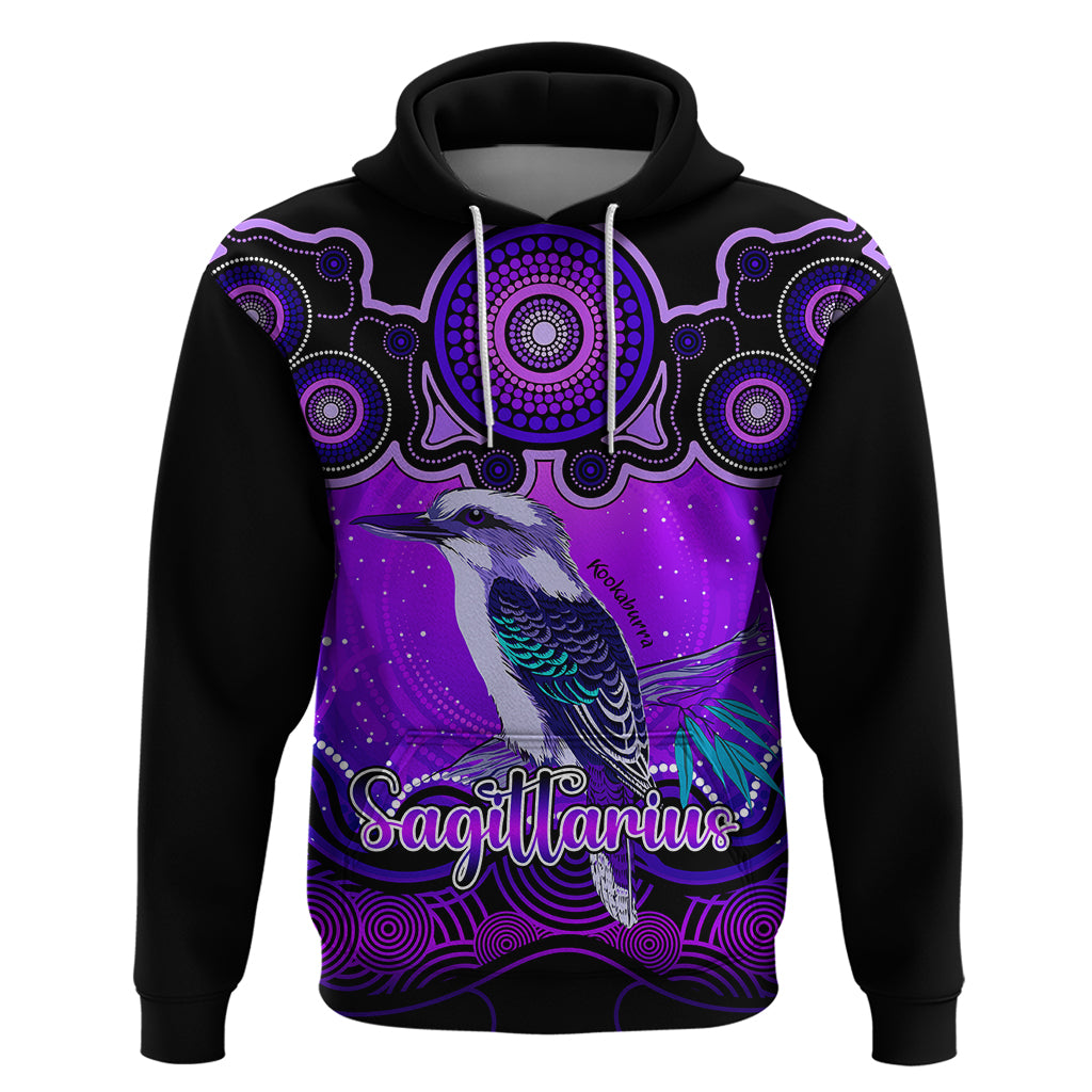 personalised-australia-sagittarius-kookaburra-zodiac-hoodie-auz-astrology-aboriginal-purple