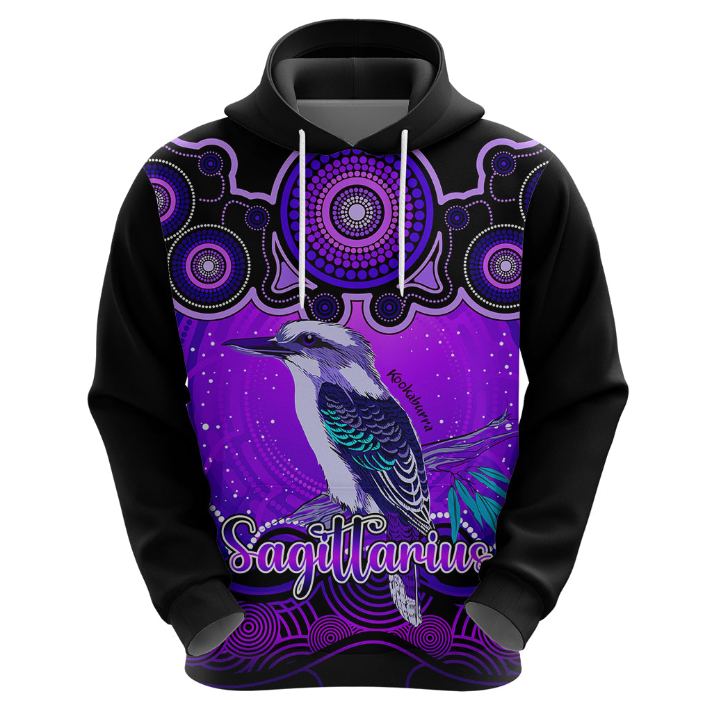 personalised-australia-sagittarius-kookaburra-zodiac-hoodie-auz-astrology-aboriginal-purple