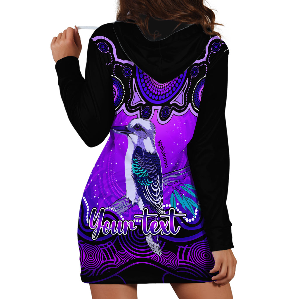 personalised-australia-sagittarius-kookaburra-zodiac-hoodie-dress-auz-astrology-aboriginal-purple