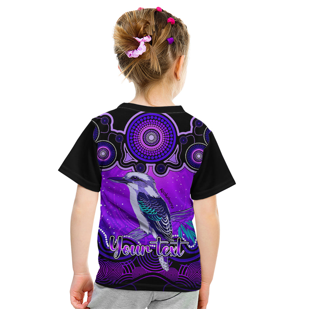 personalised-australia-sagittarius-kookaburra-zodiac-kid-t-shirt-auz-astrology-aboriginal-purple