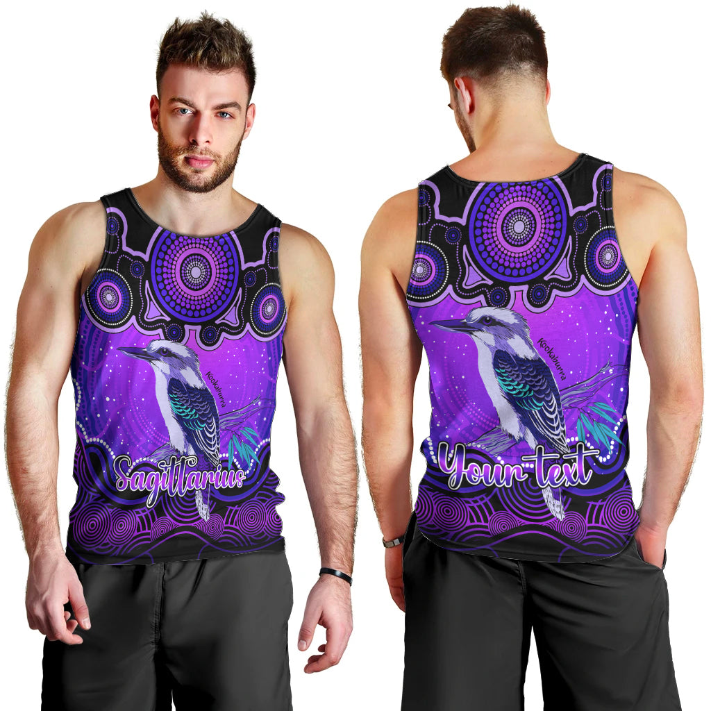 personalised-australia-sagittarius-kookaburra-zodiac-men-tank-top-auz-astrology-aboriginal-purple