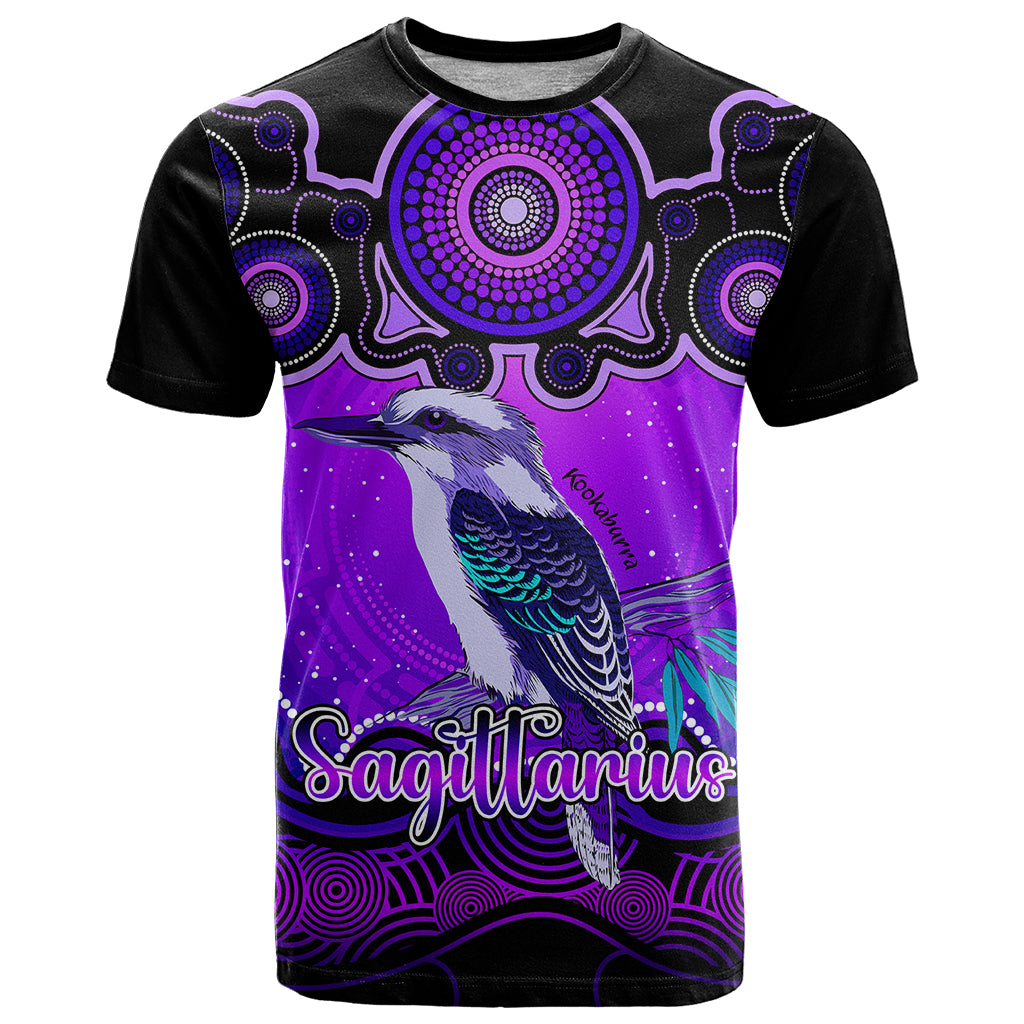 personalised-australia-sagittarius-kookaburra-zodiac-t-shirt-auz-astrology-aboriginal-purple