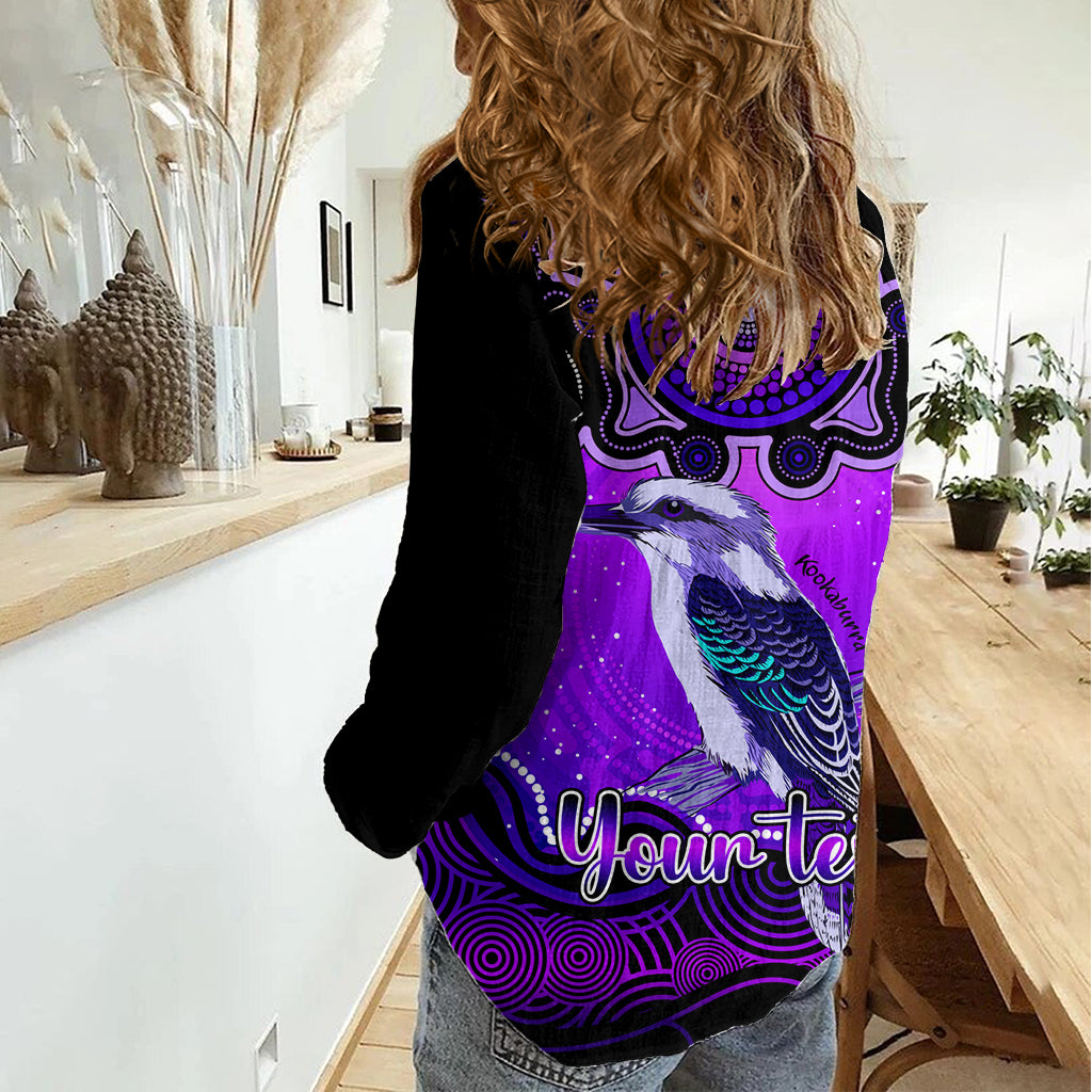 Personalised Australia Sagittarius Kookaburra Zodiac Women Casual Shirt Auz Astrology Aboriginal - Purple LT9