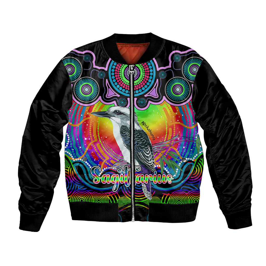 personalised-australia-sagittarius-kookaburra-zodiac-bomber-jacket-auz-astrology-aboriginal-rainbow