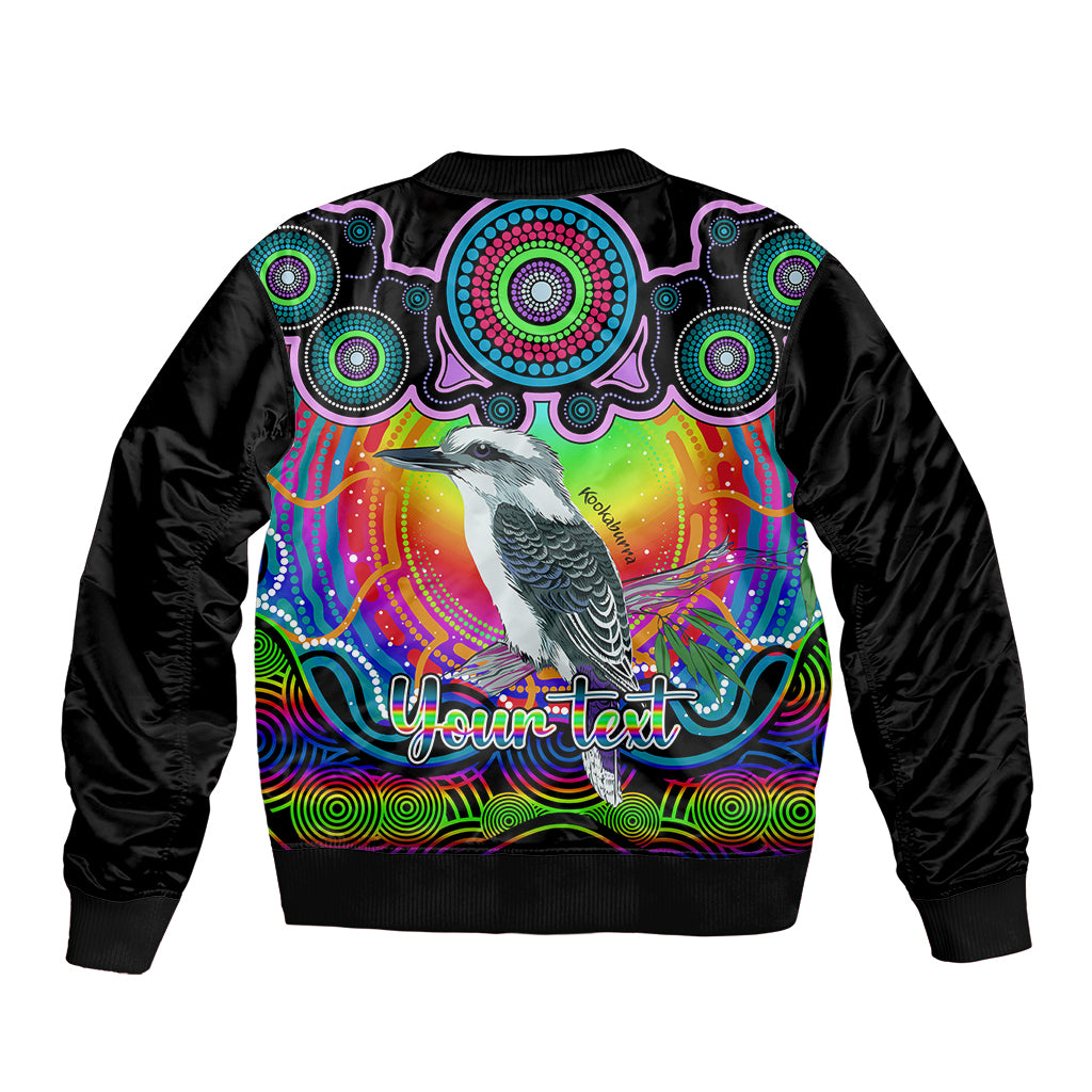 personalised-australia-sagittarius-kookaburra-zodiac-bomber-jacket-auz-astrology-aboriginal-rainbow