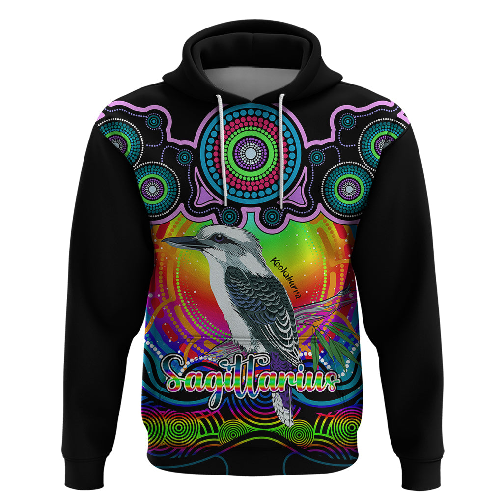 personalised-australia-sagittarius-kookaburra-zodiac-hoodie-auz-astrology-aboriginal-rainbow