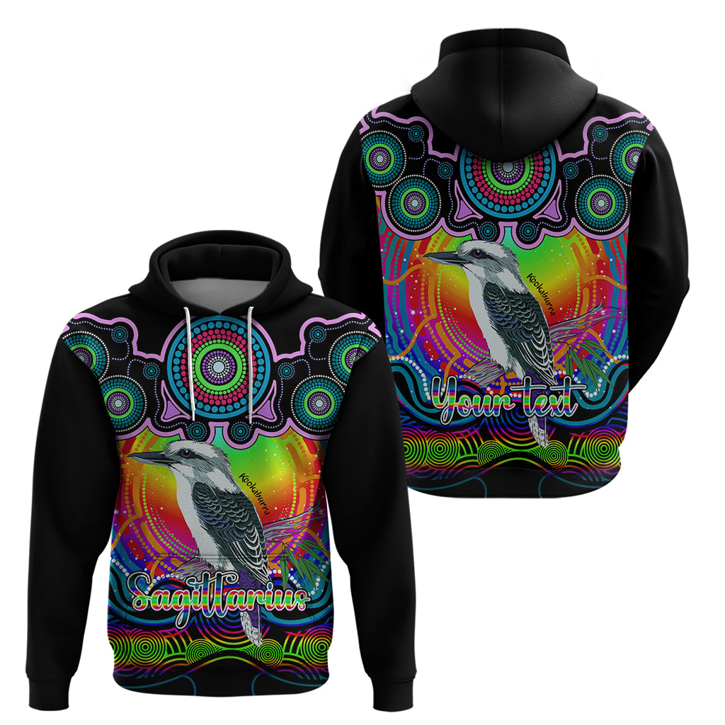 personalised-australia-sagittarius-kookaburra-zodiac-hoodie-auz-astrology-aboriginal-rainbow