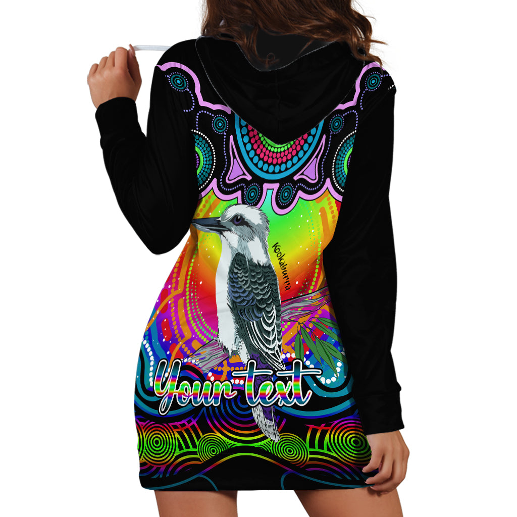 personalised-australia-sagittarius-kookaburra-zodiac-hoodie-dress-auz-astrology-aboriginal-rainbow