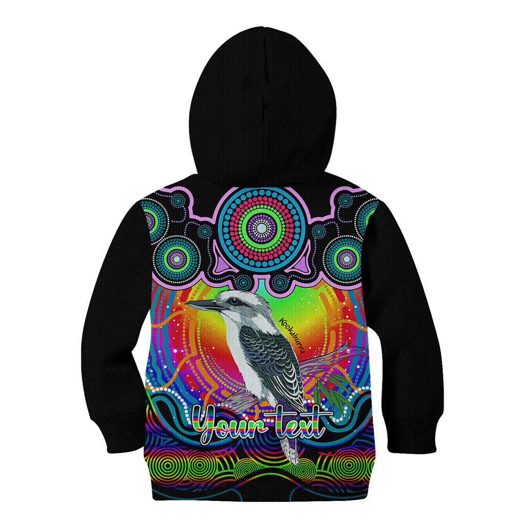 personalised-australia-sagittarius-kookaburra-zodiac-kid-hoodie-auz-astrology-aboriginal-rainbow