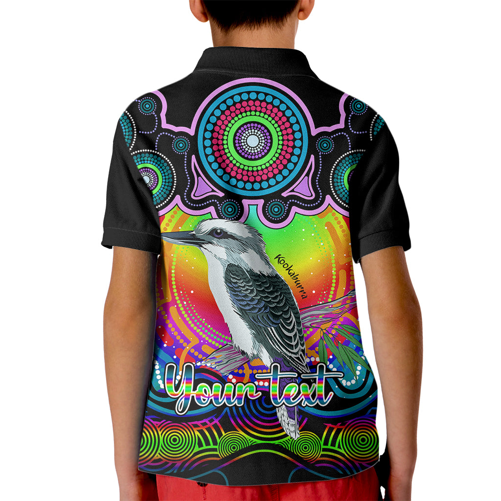 personalised-australia-sagittarius-kookaburra-zodiac-kid-polo-shirt-auz-astrology-aboriginal-rainbow