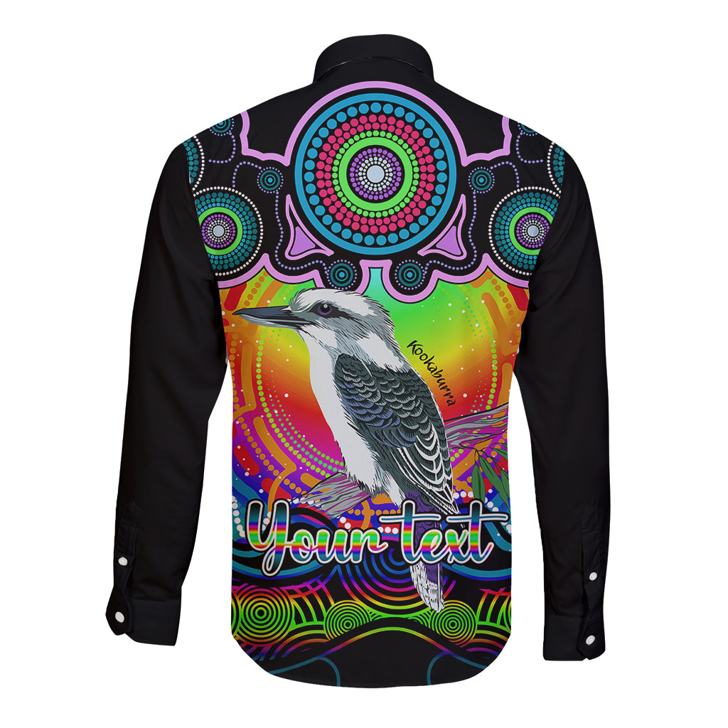 personalised-australia-sagittarius-kookaburra-zodiac-long-sleeve-button-shirt-auz-astrology-aboriginal-rainbow